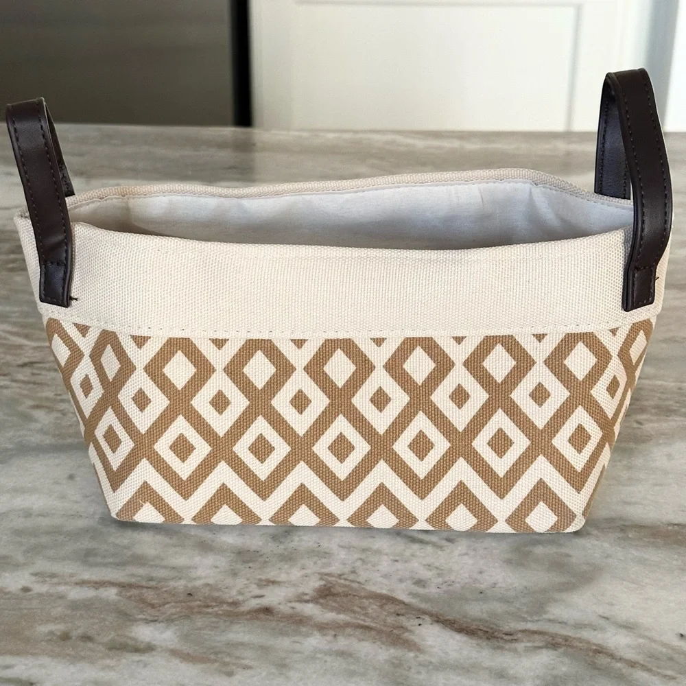 Small Fabric Patterned Storage Basket / Gift Basket with Handles